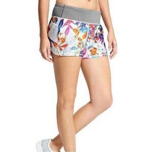 Athleta Shorts White Floral Ready Set Running XS